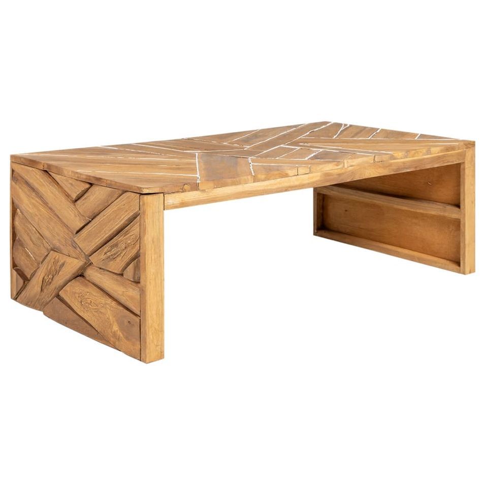 Table basse Bois de teck massif 110x35x38 cm - Photo n°1