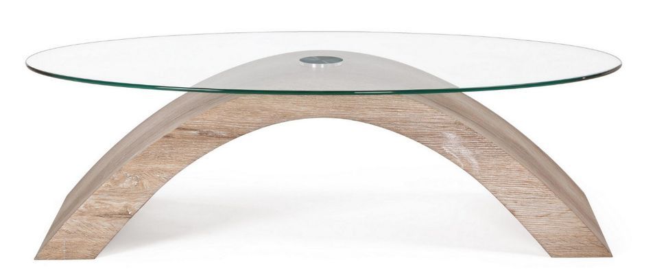 Table basse bois naturel et verre trempé Anya 110 cm 2 - Photo n°1