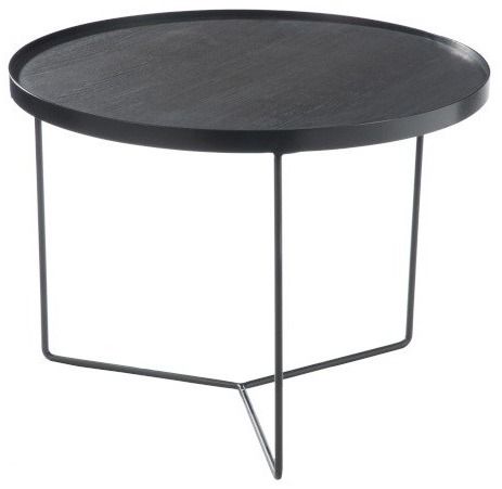 Table basse bois noir et pieds métal marron foncé Ocel D 60 cm - Photo n°1