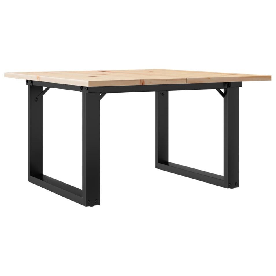 Table basse cadre en O 70x70x40 cm bois de pin massif et fonte - Photo n°1