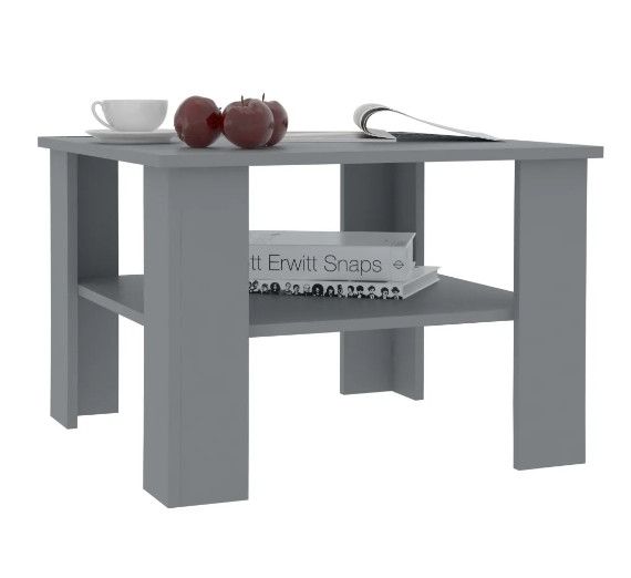 Table basse carrée 1 étagère bois gris Modra - Photo n°1