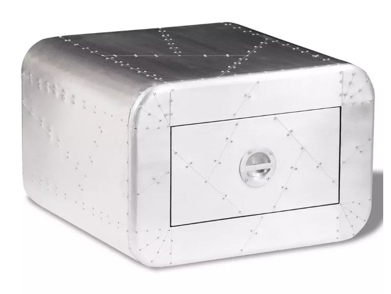 Table basse carrée 1 tiroir métal argenté Ali - Photo n°1