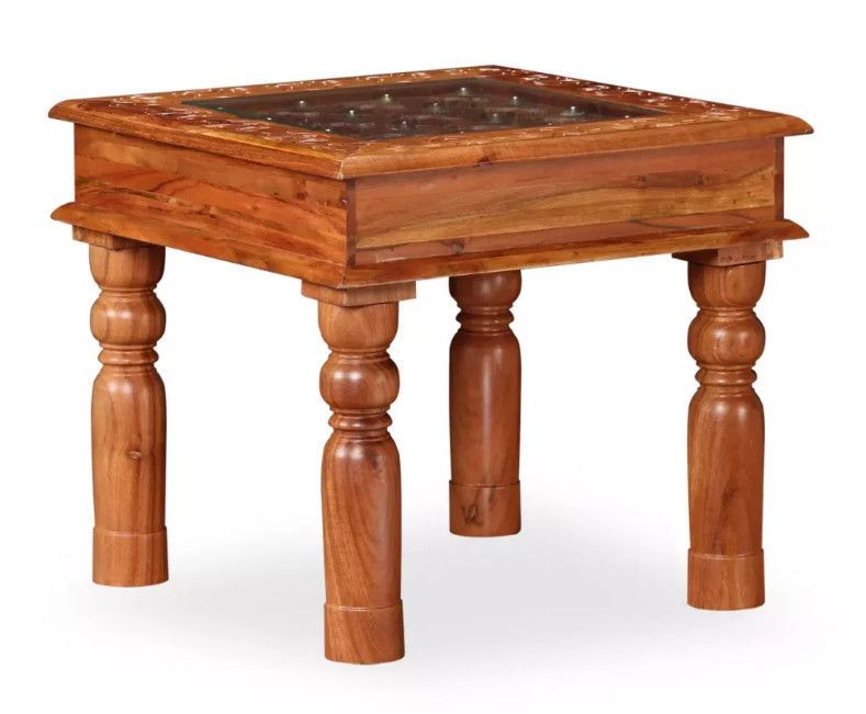 Table basse carrée acacia clair et cuivre Ludo - Photo n°1