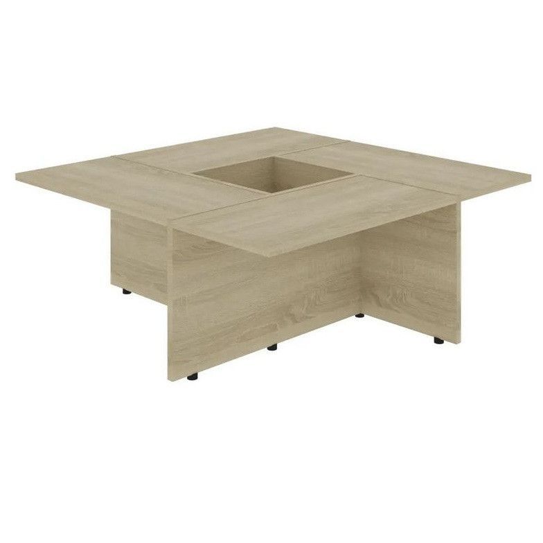 Table basse carrée bois chêne clair Maite 79 cm - Photo n°1