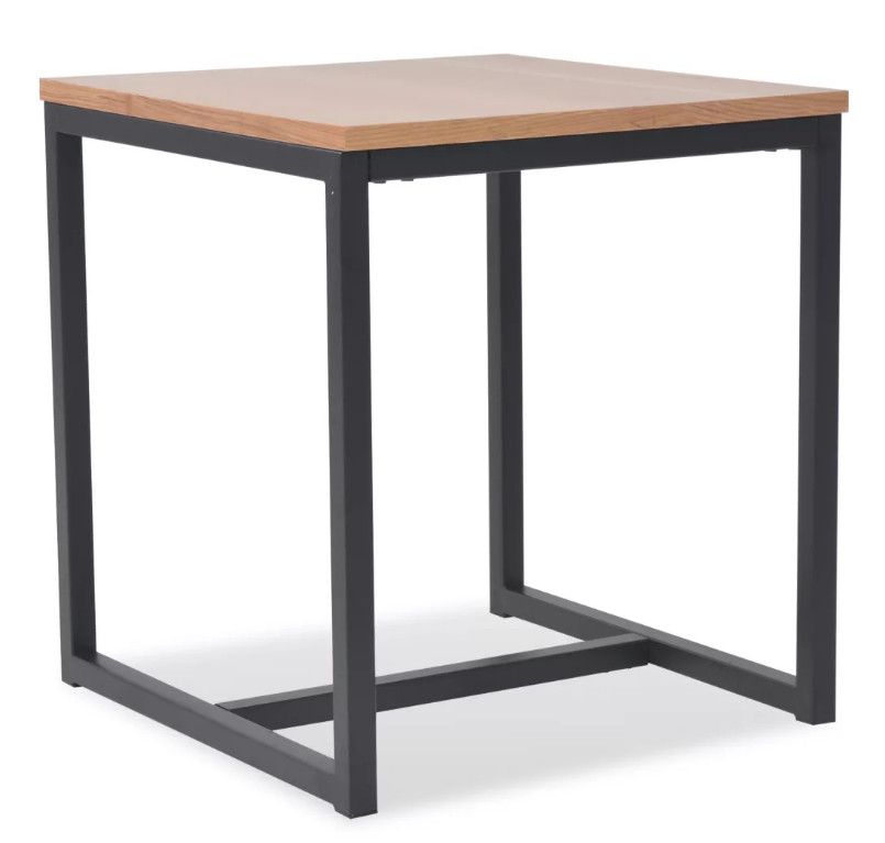 Table basse carrée bois de frêne clair et pieds métal noir Castle - Photo n°1