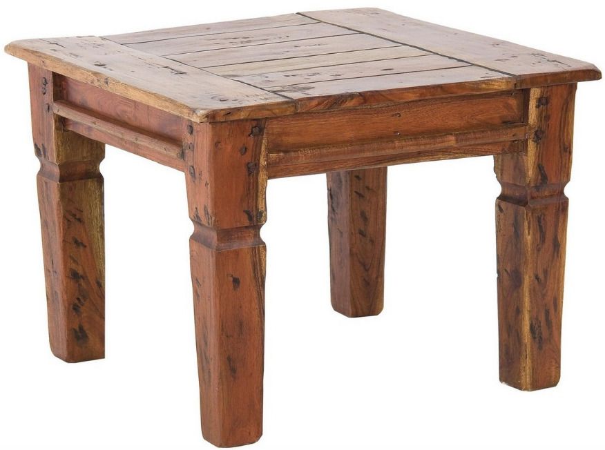 Table basse carrée en bois d'acacia massif finition rustique marron Kastela 60 cm - Photo n°1