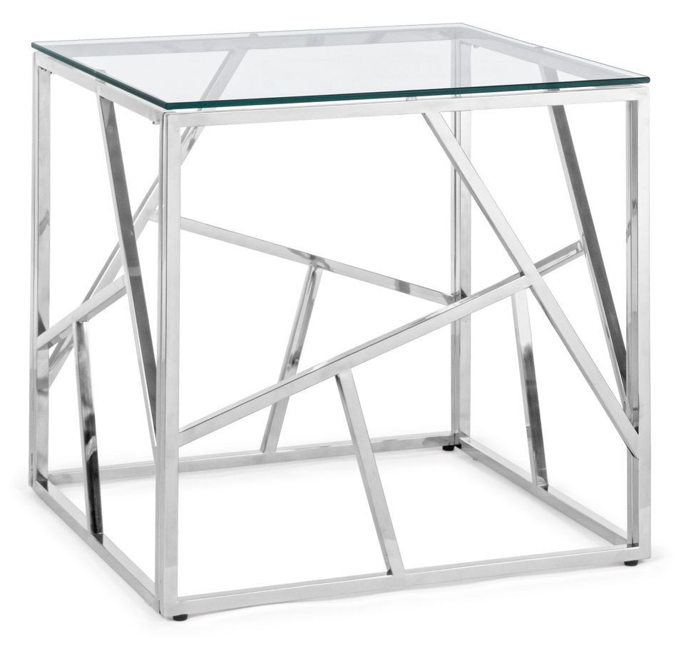 Table basse carrée en verre trempé argent Rani L 55 cm - Photo n°1