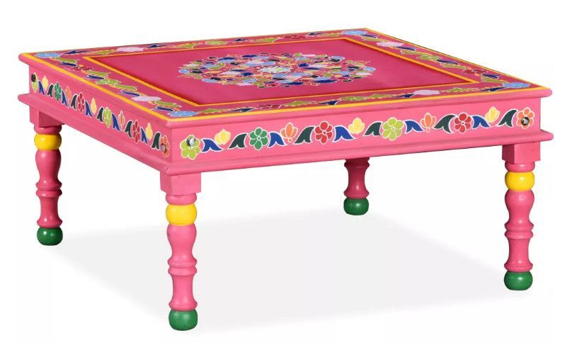 Table basse carrée orientale manguier massif rose Pinkie - Photo n°1
