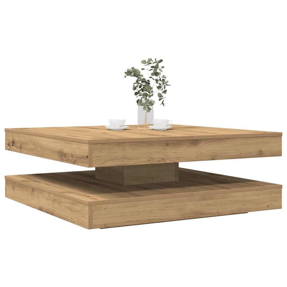 Table basse carrée rotative à 360 degrés Italo 90 cm – Moderne et pratique - Photo n°1