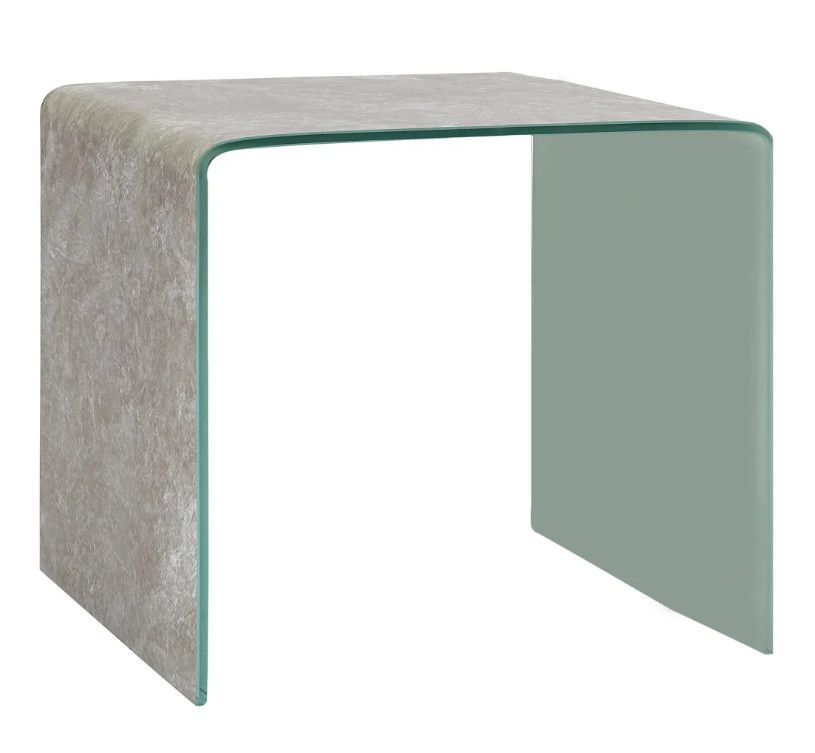 Table basse carrée verre trempé marron sable Amada - Photo n°1
