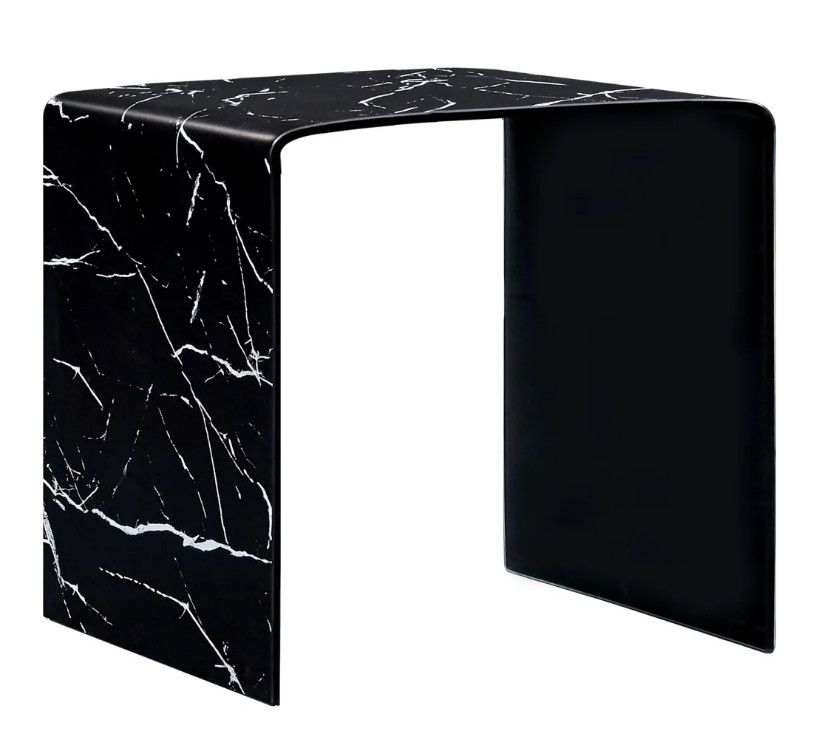 Table basse carrée verre trempé noir Amada - Photo n°1