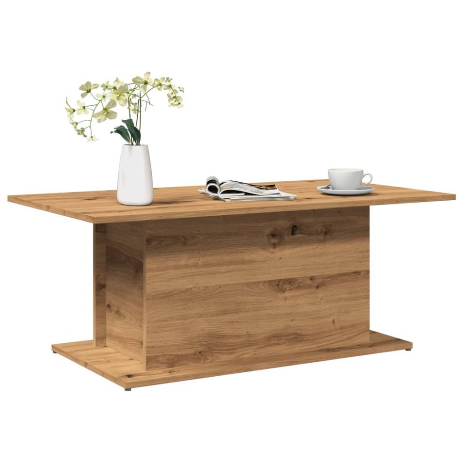 Table basse chêne artisanal 102x55,5x40 cm bois d'ingénierie - Photo n°1