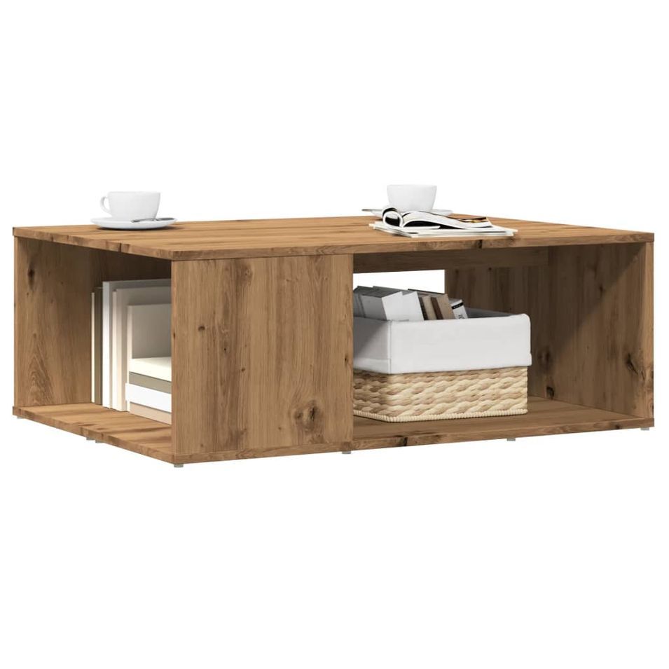 Table basse chêne artisanal 90x67x33 cm bois d'ingénierie - Photo n°1