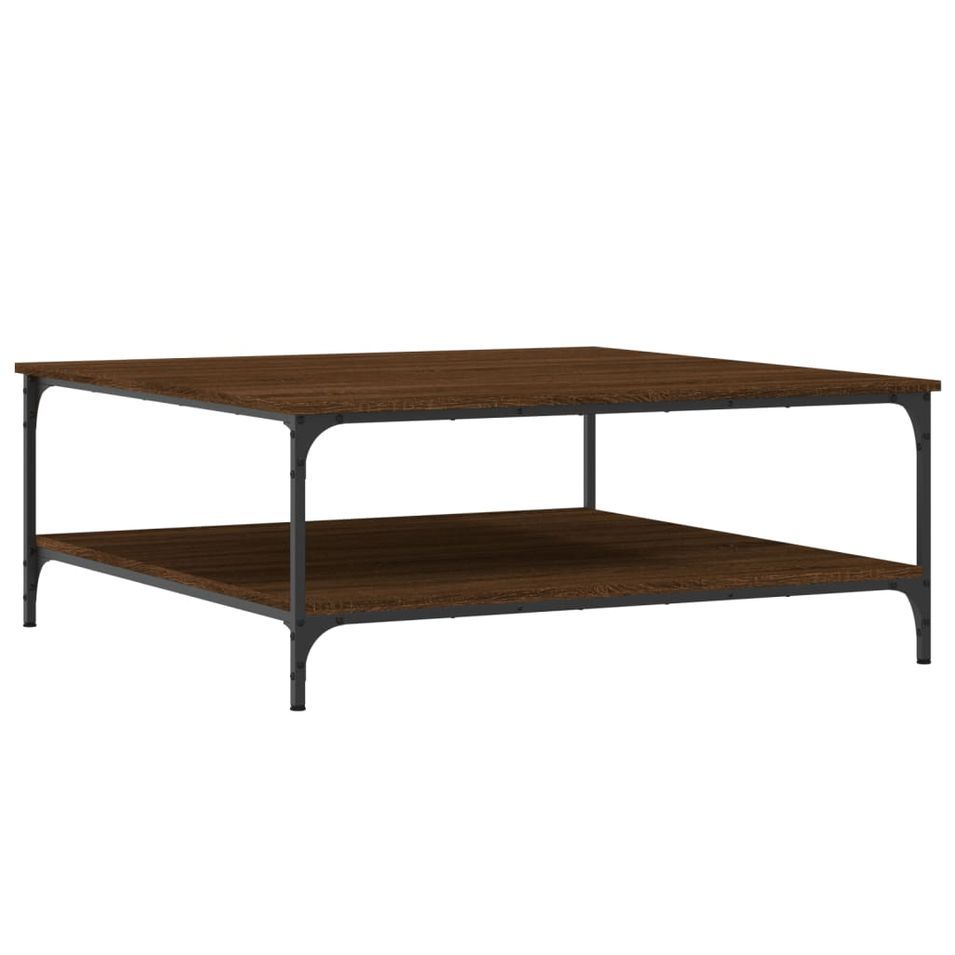Table basse chêne marron 100x100x40 cm bois d'ingénierie - Photo n°1