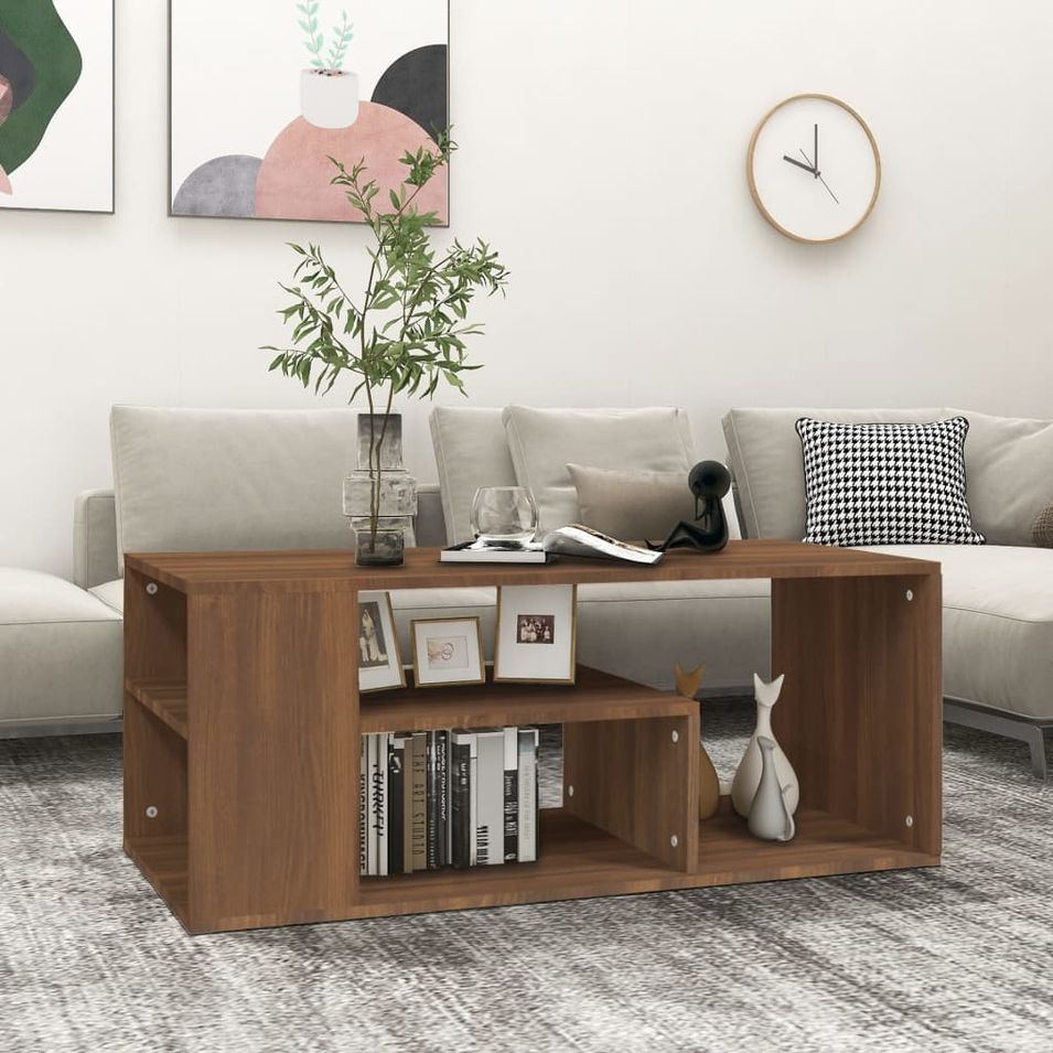 Table basse Chêne marron 100x50x40 cm Bois d'ingénierie - Photo n°1