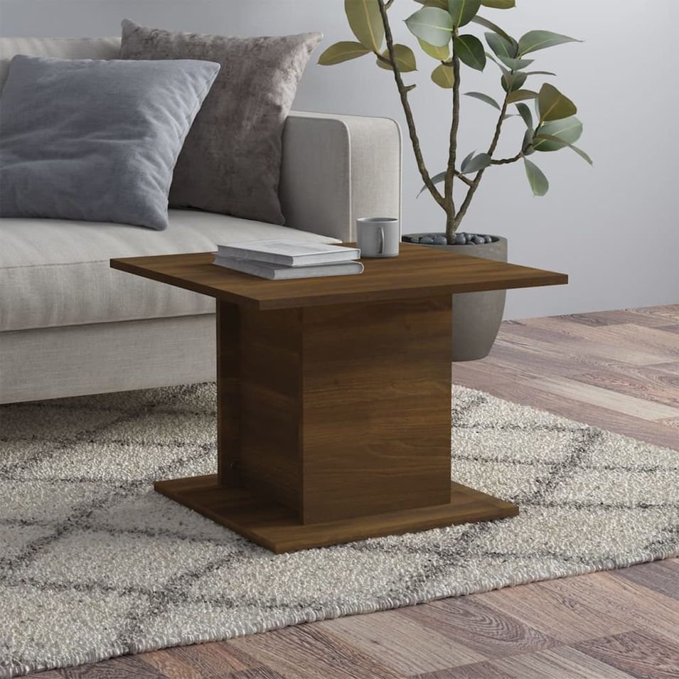 Table basse chêne marron 55,5x55,5x40 cm bois d'ingénierie - Photo n°1