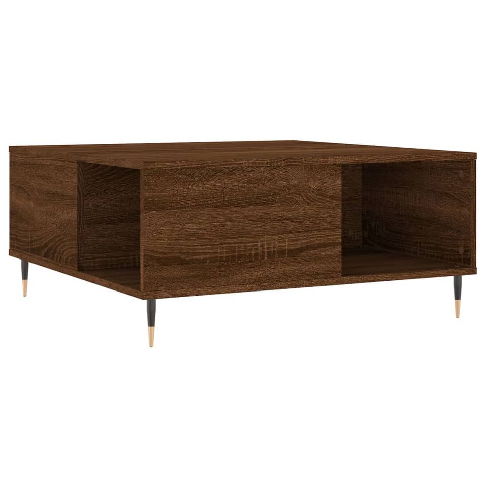 Table basse chêne marron 80x80x36,5 cm bois d'ingénierie - Photo n°1