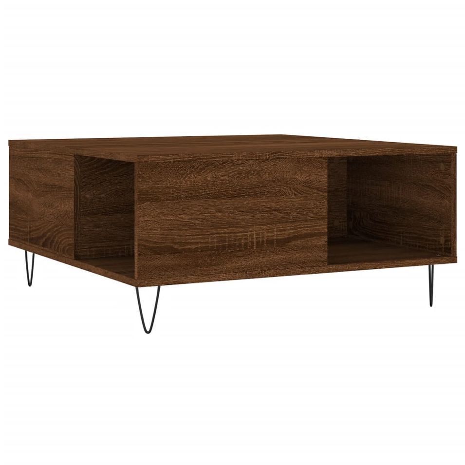 Table basse chêne marron 80x80x36,5 cm bois d'ingénierie - Photo n°1