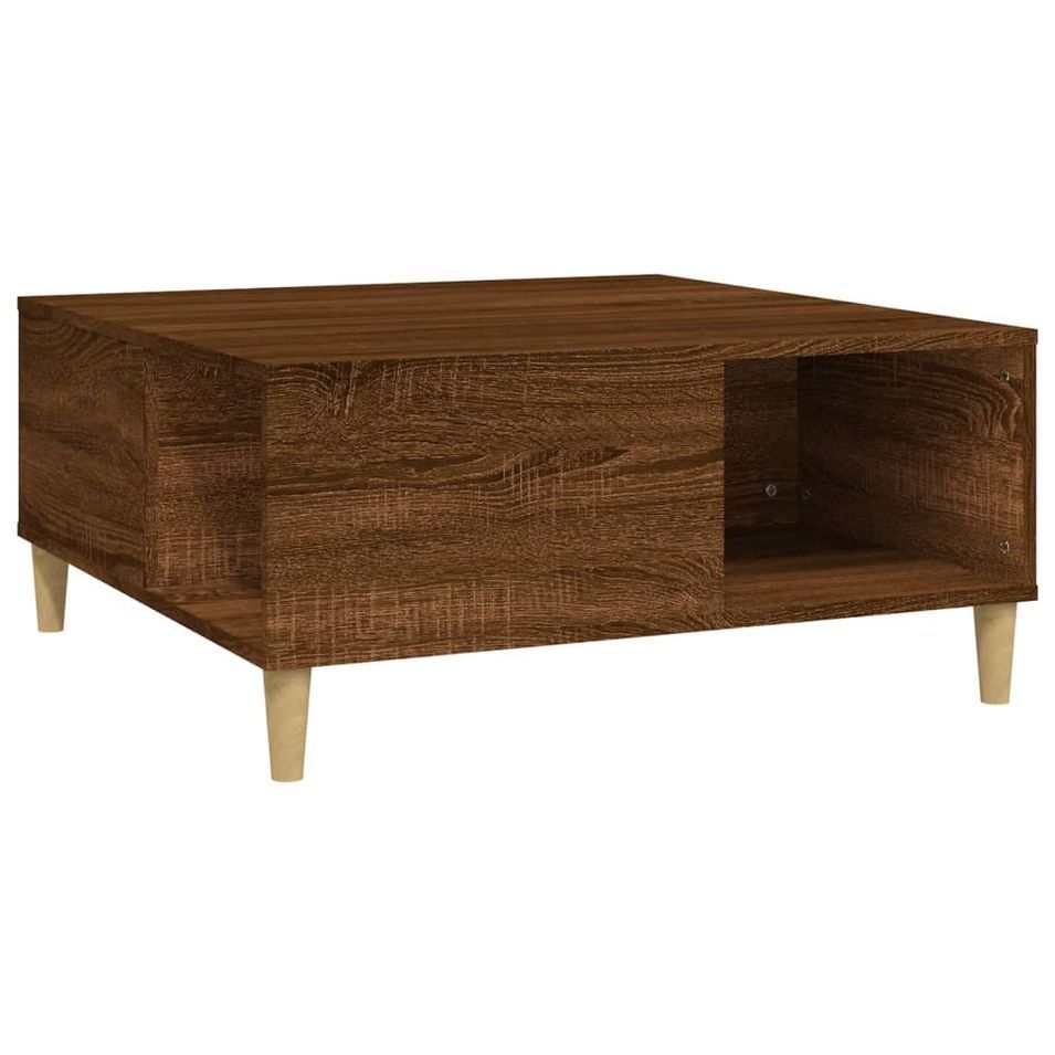 Table basse chêne marron 80x80x36,5 cm bois d'ingénierie - Photo n°1