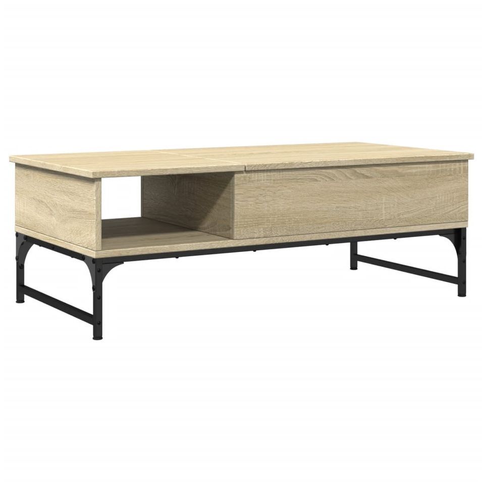 Table basse chêne sonoma 100x50x35cm bois d'ingénierie et métal - Photo n°1