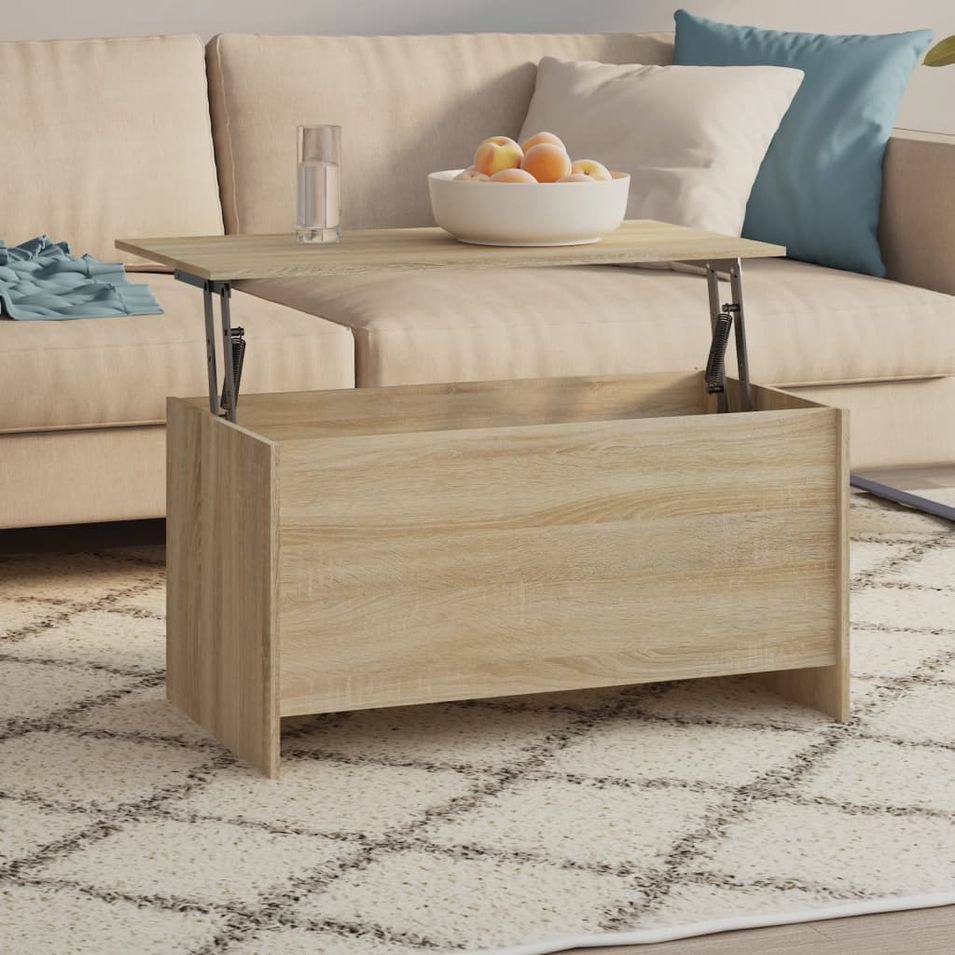 Table basse chêne sonoma 102x55,5x52,5 cm bois d'ingénierie - Photo n°1