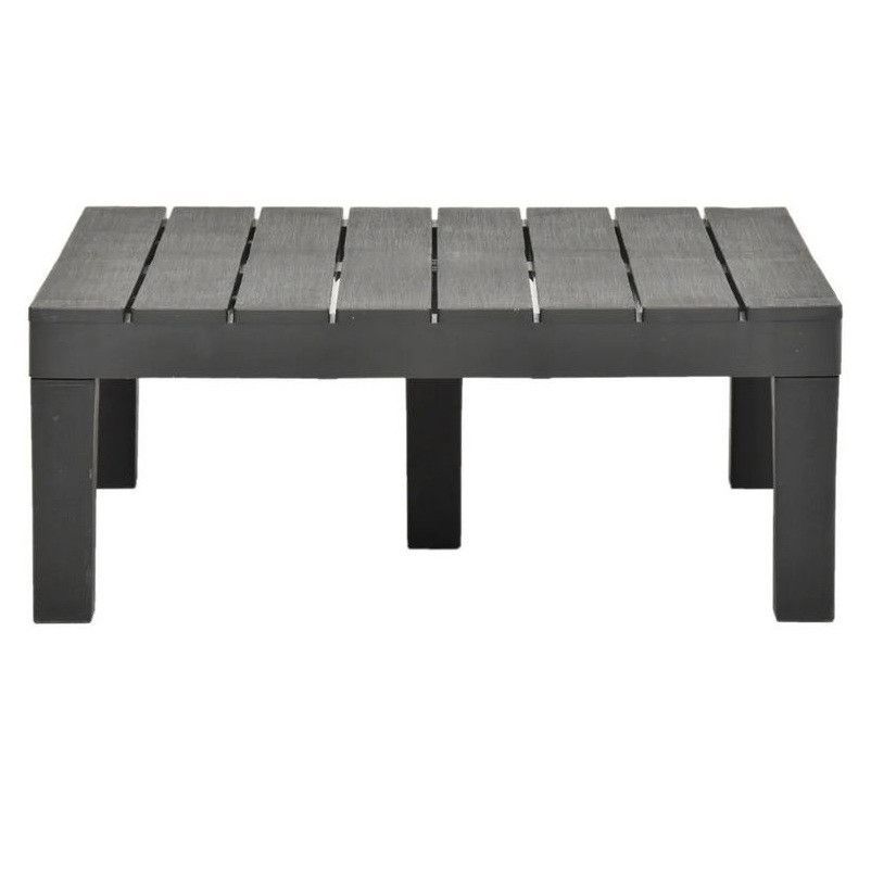 Table basse de jardin carrée plastique anthracite Komed - Photo n°1