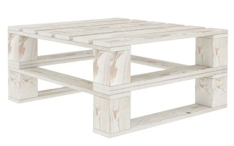Table basse de jardin palette pin massif blanc Myree - Photo n°1