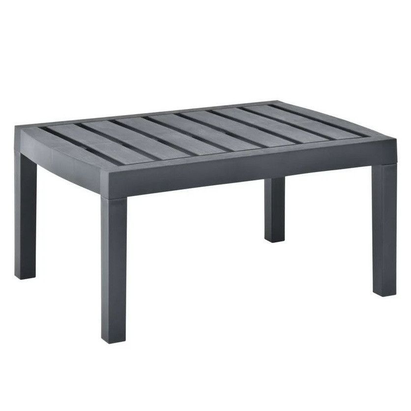 Table basse de jardin plastique anthracite Leeco - Photo n°1