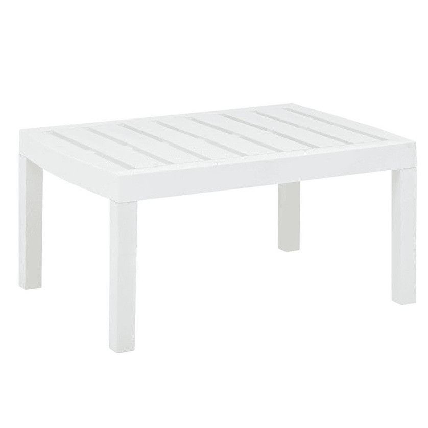 Table basse de jardin plastique blanc Leeco - Photo n°1