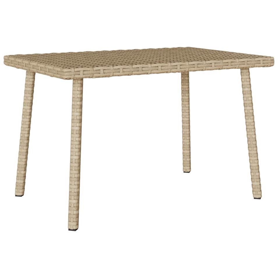 Table basse de jardin rectangulaire beige 60x40x37 cm rotin - Photo n°1
