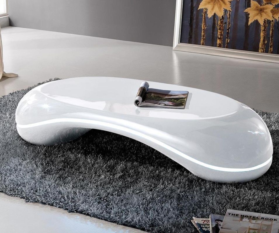 Table basse design Blanche avec led Phone - Photo n°1