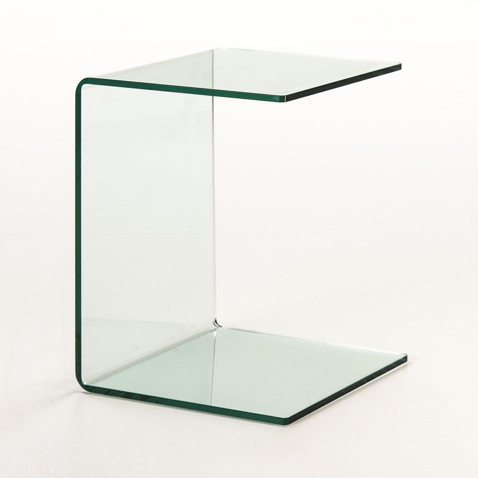 Table d'appoint design en verre trempé transparent ANGELA – 40 × 40 cm – Style contemporain - Photo n°1