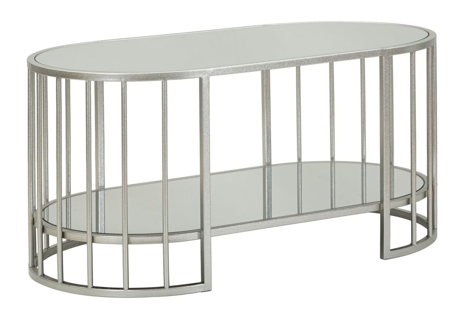 Table basse effet marbre avec structure argentée Smirne - Photo n°1