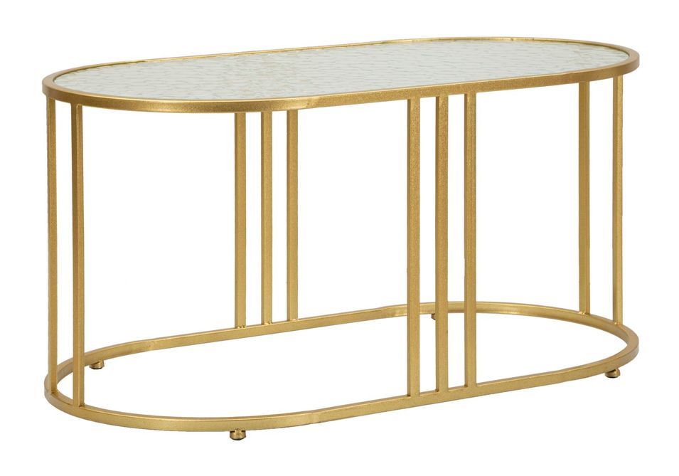 Table basse effet marbre avec structure dorée Antalia - Photo n°1