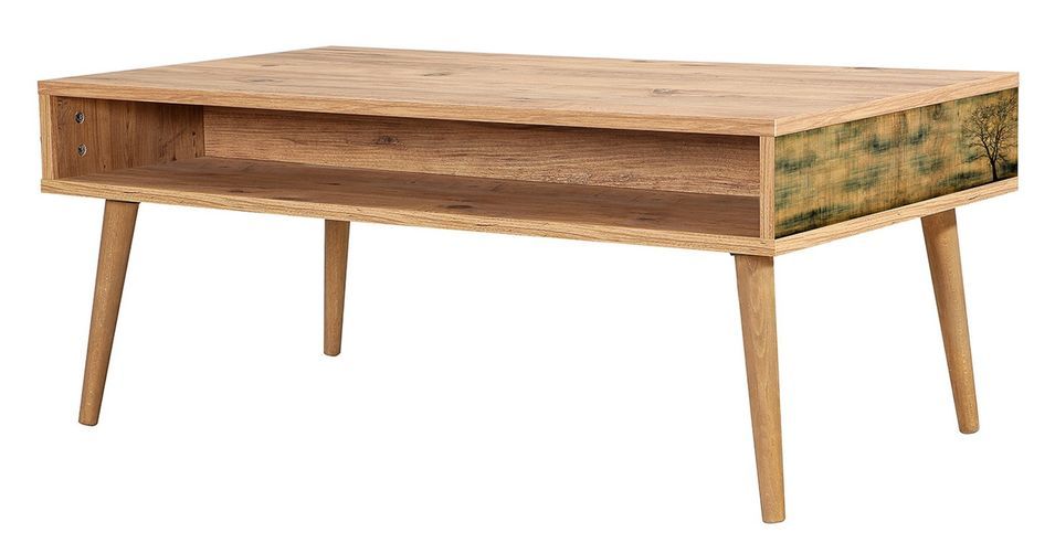Table basse en bois clair originale avec niche Kiza 729 - Photo n°1