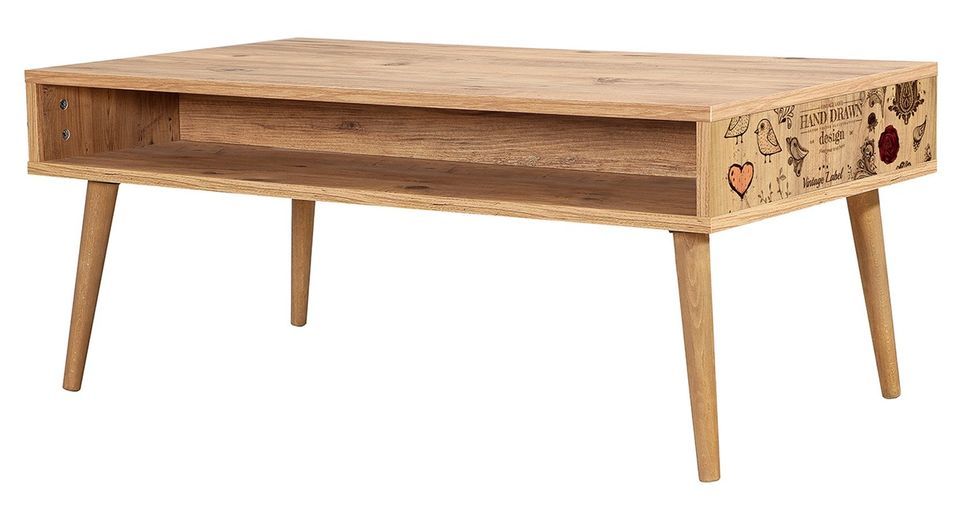 Table basse en bois clair originale avec niche Kiza 731 - Photo n°1