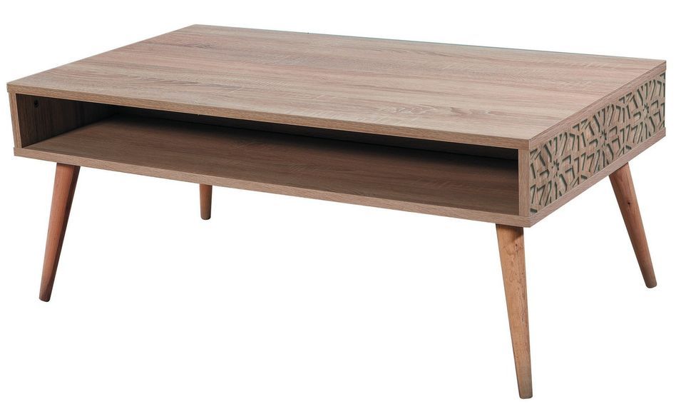 Table basse en bois clair originale avec niche Kiza 739 - Photo n°1