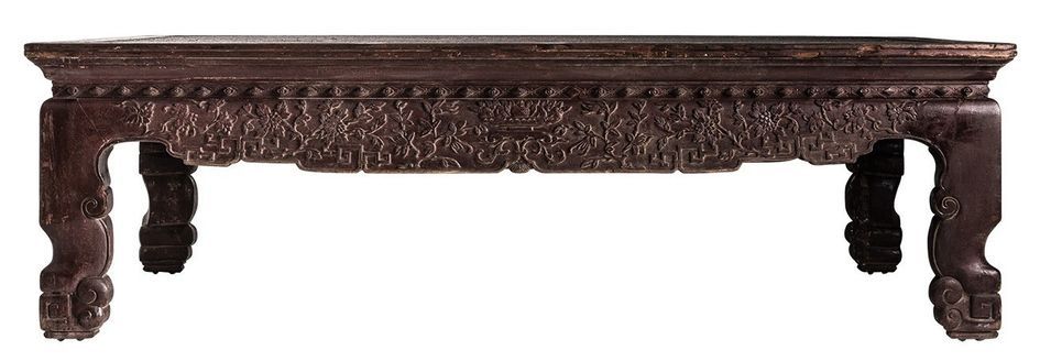 Table basse ethnique bois d'orme chocolat veilli Twine - Photo n°1