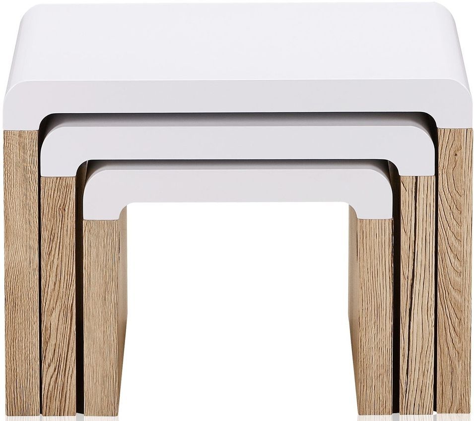 Table basse gigogne en bois blanc et naturel Sonia - Photo n°1