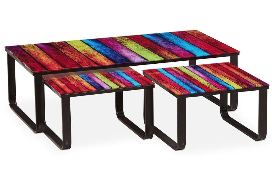 Table Basse Gigogne Multicouleurs Karte - Photo n°1
