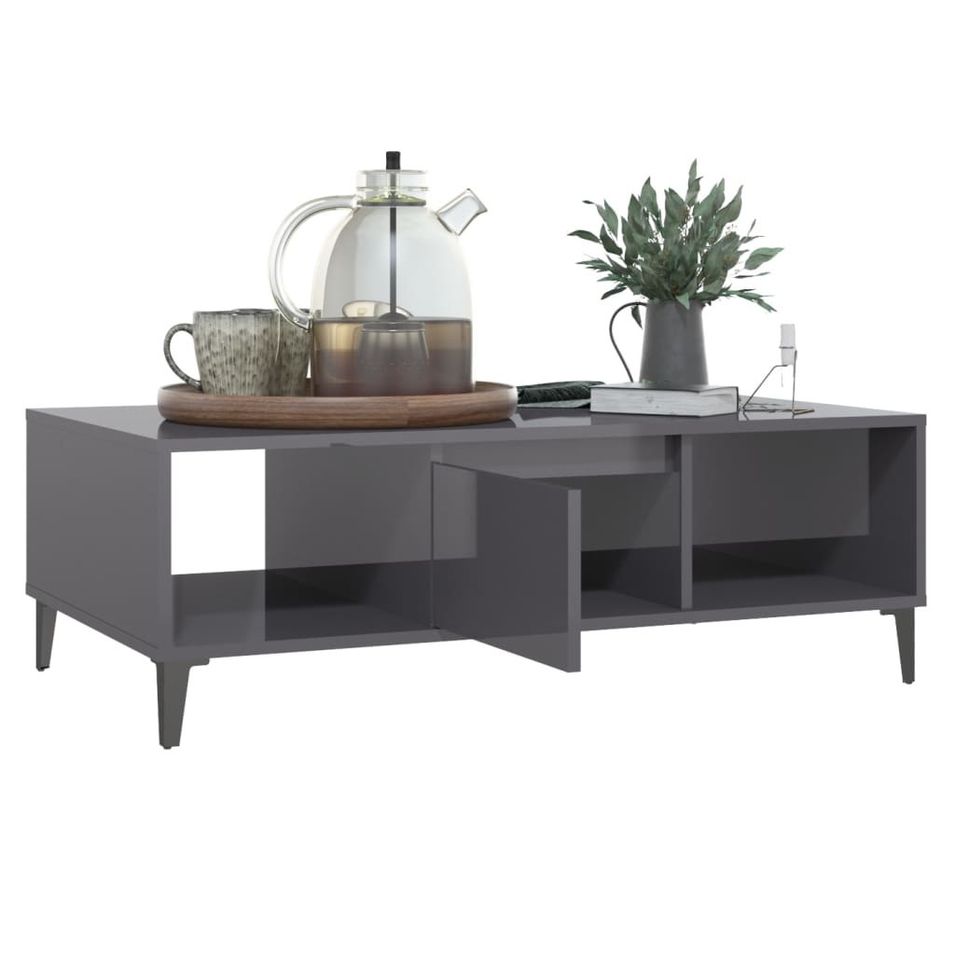 Table basse Gris brillant 103,5x60x35 cm - Photo n°1
