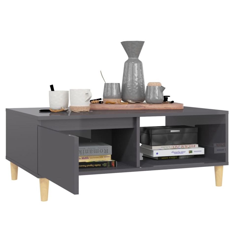 Table basse Gris brillant 90x60x35 cm - Photo n°1