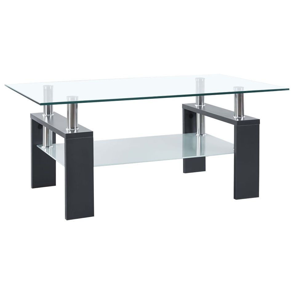 Table basse Gris et transparent 95x55x40 cm Verre trempé - Photo n°1