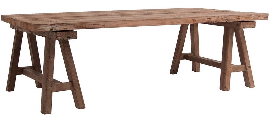 Table basse industrielle pin massif clair et foncé Eliona - Photo n°1