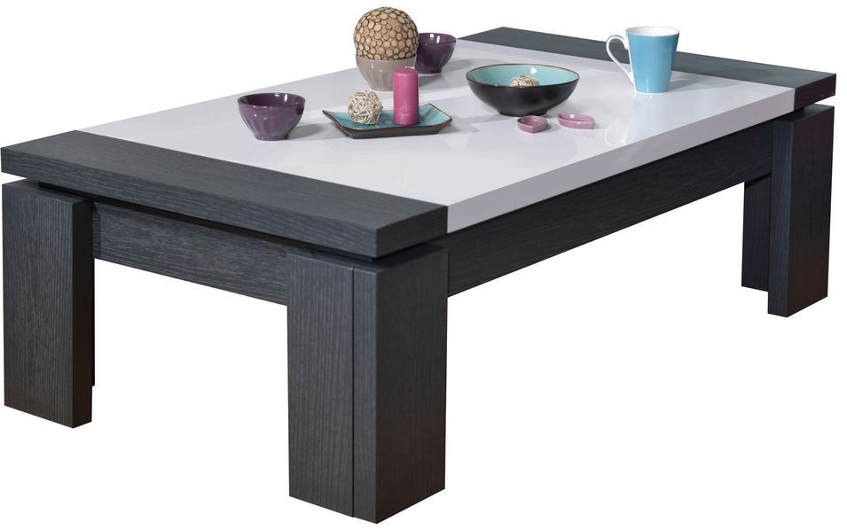 Table basse laqué Blanc et Gris Kantz - Photo n°1