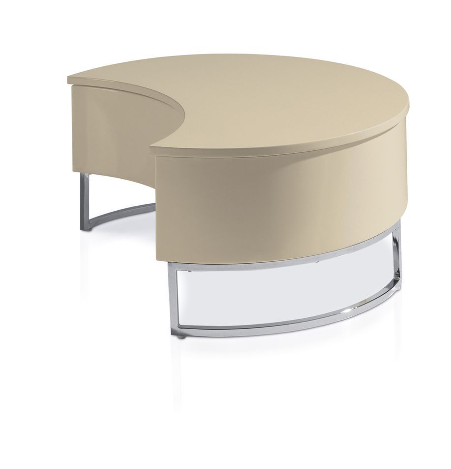 Table basse Laquée recevable Crème Pied acier chromé Luna - Photo n°1