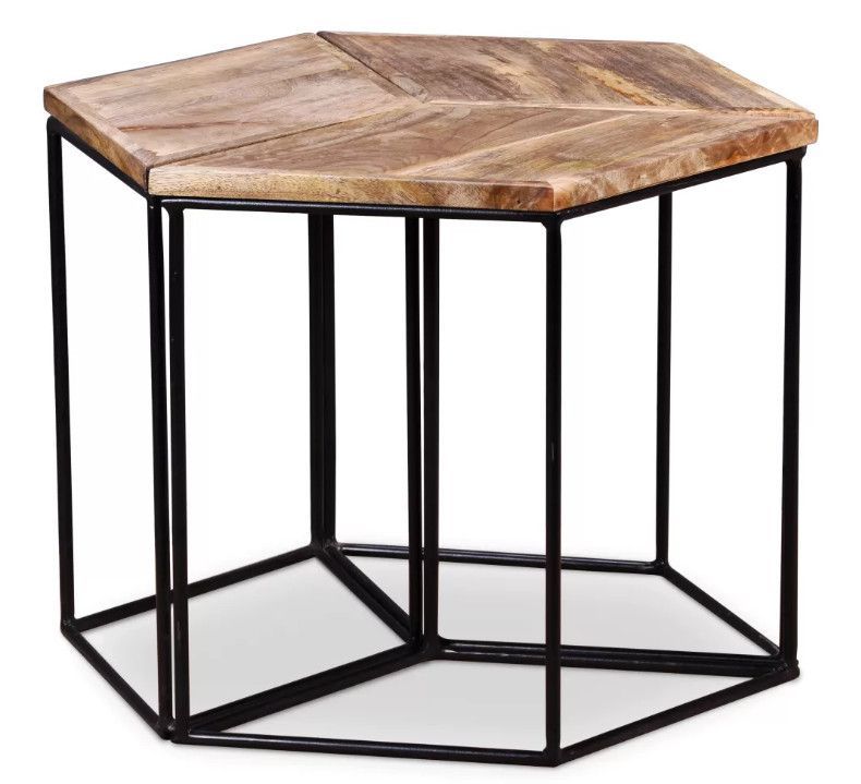 Table basse manguier clair et pieds métal noir Vinck - Photo n°1