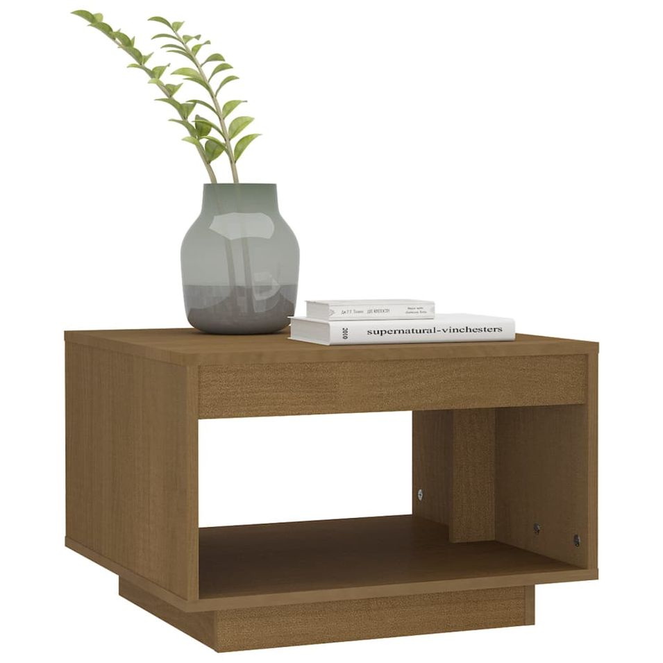 Table basse Marron miel 50x50x33,5 cm Bois de pin massif - Photo n°1