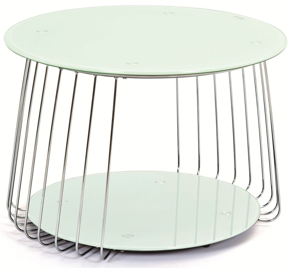 Table basse métal chromé et plateau verre blanc Raya 70 cm - Photo n°1