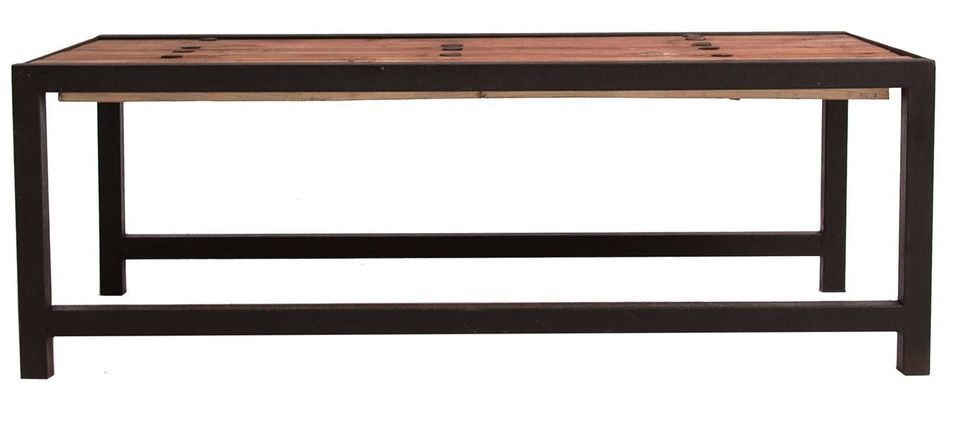 Table basse métal noir et plateau orme massif clair Kira - Photo n°1